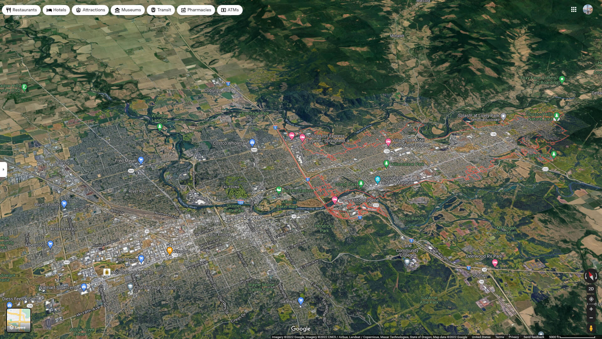 Springfield Aerial Map Oregon